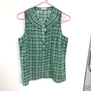 Jcrew silky print ruffle collar top